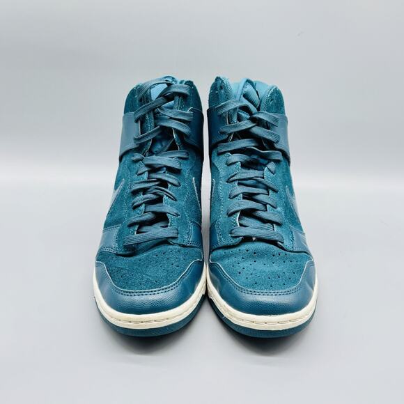 Nike Shoes Womens 9 Blue Suede Leather Dunk Sky Hi Hidden Wedge High Top Sneaker - Picture 3 of 10